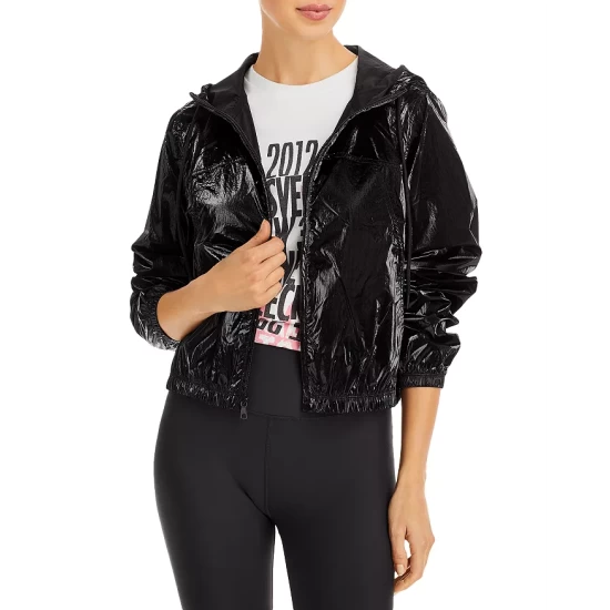 Cheap ๐ AQUA Cropped Hooded Windbreaker - 100% Exclusive Black ๐