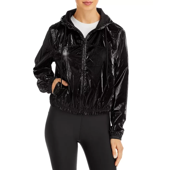 Cheap ๐ AQUA Cropped Hooded Windbreaker - 100% Exclusive Black ๐ - Image 5