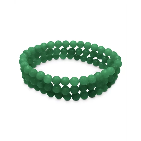 New 🛒 AQUA Triple Row Aventurine Beaded Stretch Bracelet - 100% Exclusive Green ✔️
