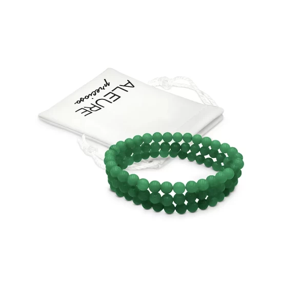 New 🛒 AQUA Triple Row Aventurine Beaded Stretch Bracelet - 100% Exclusive Green ✔️ - Image 4