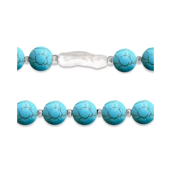 Deals ๐ฅฐ AQUA Howlite Chryscolla Bead & Pearl Stretch Bracelet - 100% Exclusive Blue/white ๐ - Image 3