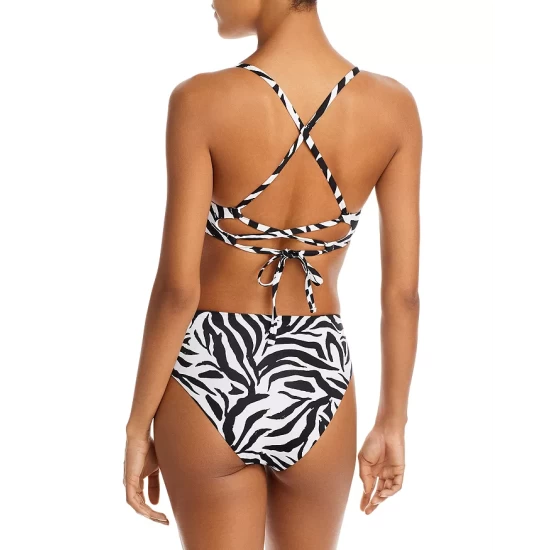 Wholesale 😀 AQUA Animal Print High Waist 👙 Bikini Bottom - 100% Exclusive Black Multi 💯 - Image 3