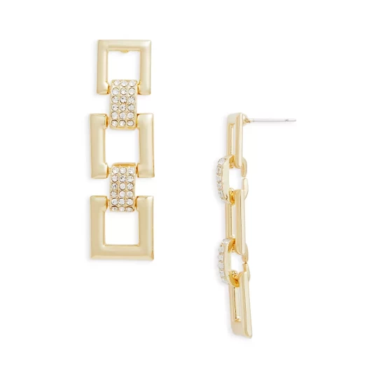Best reviews of ๐ฅฐ AQUA Pavรฉ Square Link Drop Earrings In 18K Gold Plated - 100% Exclusive โค๏ธ