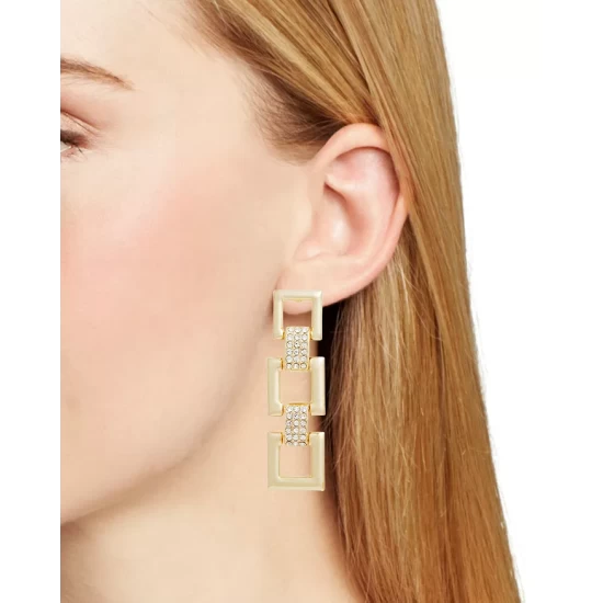 Best reviews of ๐ฅฐ AQUA Pavรฉ Square Link Drop Earrings In 18K Gold Plated - 100% Exclusive โค๏ธ - Image 2
