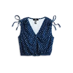 Promo 😀 AQUA 👧 Girls' Ruched Tie Tank, Big Kid - 100% Exclusive Navy/white 🧨
