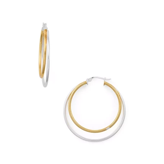 Best Sale ๐ฏ AQUA Double Hoop Earrings In 18K Gold-Plated Sterling Silver And Sterling Silver - 100% Exclusive Two Tone ๐