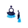 Cheapest ⌛ AQUA Beaded Raffia Tassel Statement Earrings - 100% Exclusive Blue 🔥
