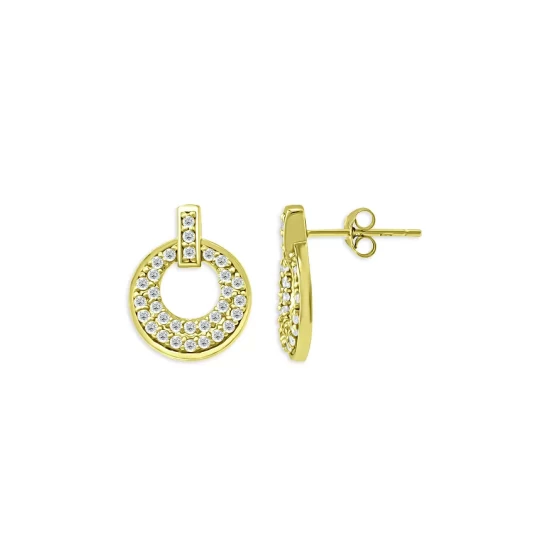 Best Pirce 👍 AQUA Pavé Doorknocker Drop Earrings In 18K Gold Plated Sterling Silver - 100% Exclusive 🥰 - Image 3