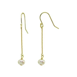 New ✔️ AQUA Cultured Freshwater Pearl Chain Drop Earrings - 100% Exclusive White/gold ❤️