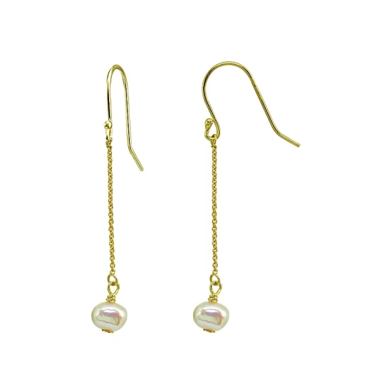 New โ๏ธ AQUA Cultured Freshwater Pearl Chain Drop Earrings - 100% Exclusive White/gold โค๏ธ
