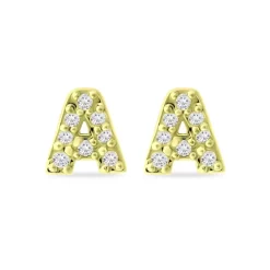 Budget ✨ AQUA Pavé Initial Stud Earrings In 18K Gold Plated Sterling Silver - 100% Exclusive 🛒