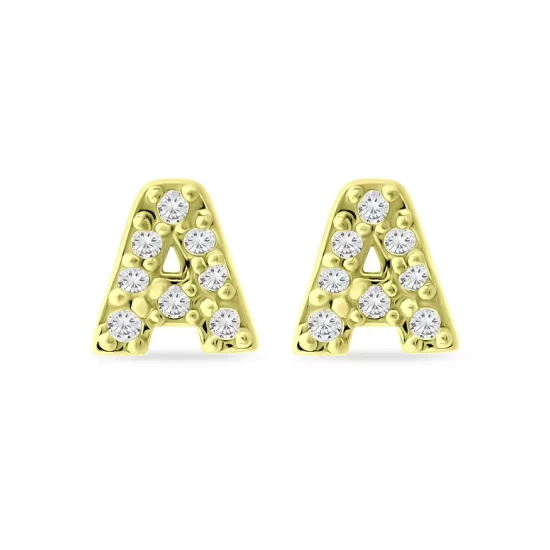 Budget ✨ AQUA Pavé Initial Stud Earrings In 18K Gold Plated Sterling Silver - 100% Exclusive 🛒