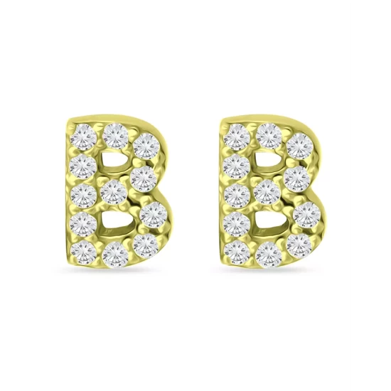 Budget ✨ AQUA Pavé Initial Stud Earrings In 18K Gold Plated Sterling Silver - 100% Exclusive 🛒 - Image 3