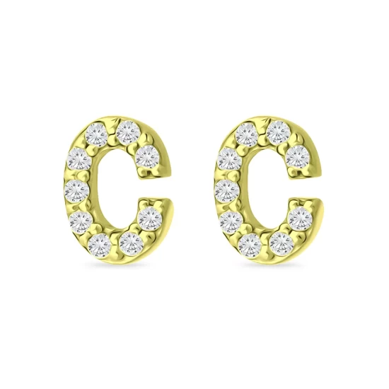 Budget ✨ AQUA Pavé Initial Stud Earrings In 18K Gold Plated Sterling Silver - 100% Exclusive 🛒 - Image 4