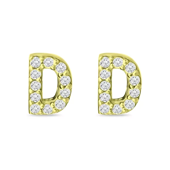 Budget ✨ AQUA Pavé Initial Stud Earrings In 18K Gold Plated Sterling Silver - 100% Exclusive 🛒 - Image 5