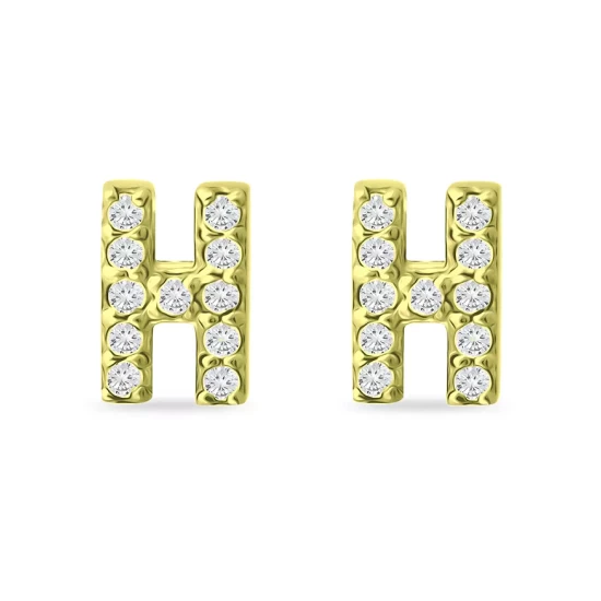 Budget ✨ AQUA Pavé Initial Stud Earrings In 18K Gold Plated Sterling Silver - 100% Exclusive 🛒 - Image 7