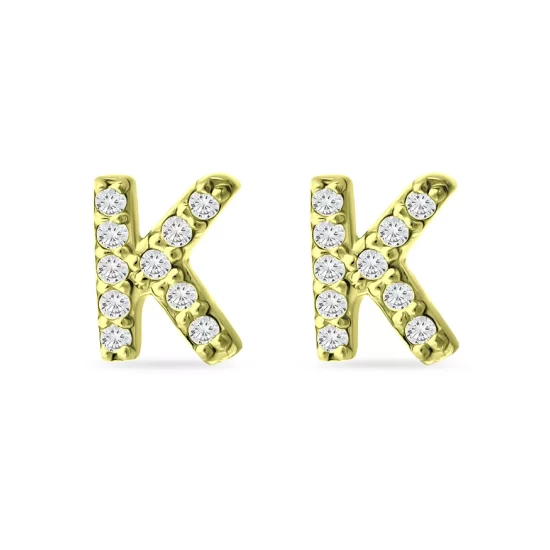 Budget ✨ AQUA Pavé Initial Stud Earrings In 18K Gold Plated Sterling Silver - 100% Exclusive 🛒 - Image 9