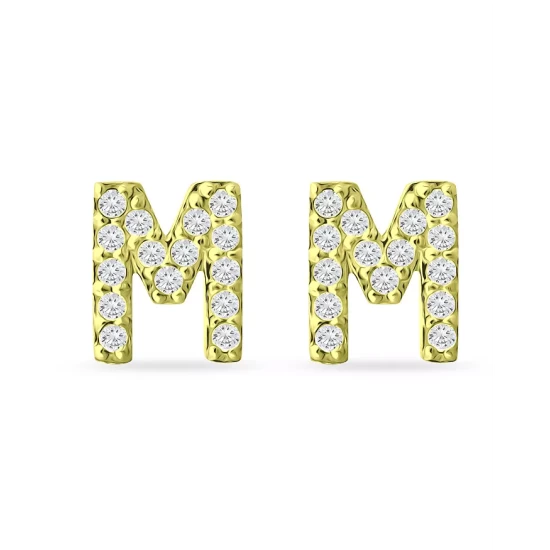 Budget ✨ AQUA Pavé Initial Stud Earrings In 18K Gold Plated Sterling Silver - 100% Exclusive 🛒 - Image 11