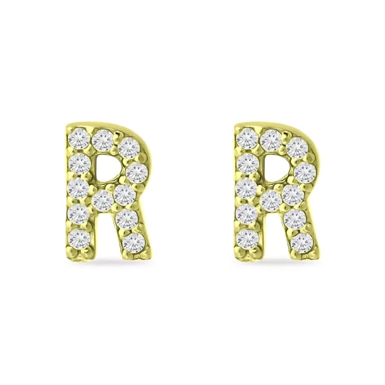 Budget ✨ AQUA Pavé Initial Stud Earrings In 18K Gold Plated Sterling Silver - 100% Exclusive 🛒 - Image 12