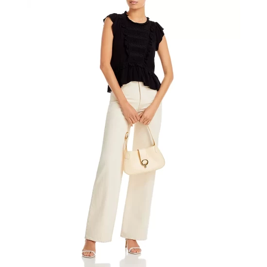 Budget 🔔 AQUA Ruffle Trim Flutter Sleeve Top - 100% Exclusive Black 😀 - Image 2