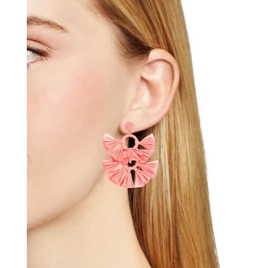 Deals 🎉 AQUA Raffia Statement Earrings - 100% Exclusive Pink 🔥 - Image 2