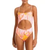 Deals 🧨 AQUA Swirl Print Cutout One Piece 🩱 Swimsuit - 100% Exclusive Pink Multi 🔔