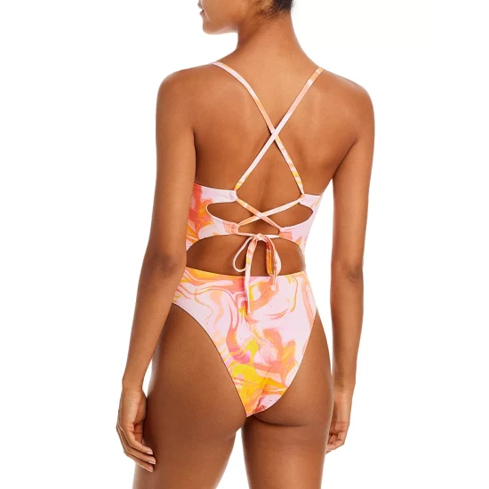 Deals ๐งจ AQUA Swirl Print Cutout One Piece ๐ฉฑ Swimsuit - 100% Exclusive Pink Multi ๐ - Image 2