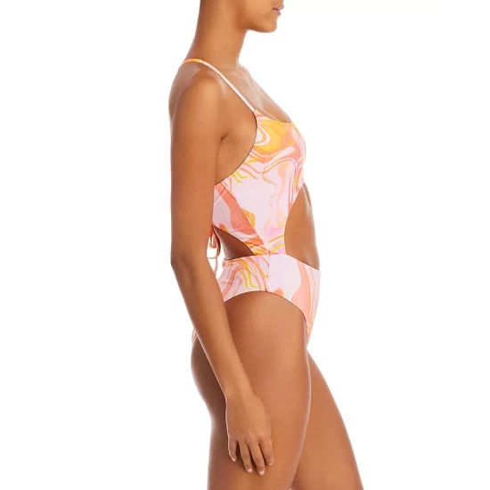 Deals ๐งจ AQUA Swirl Print Cutout One Piece ๐ฉฑ Swimsuit - 100% Exclusive Pink Multi ๐ - Image 3