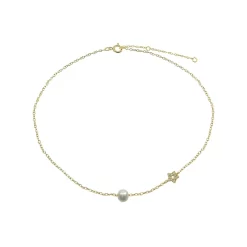 Cheapest 🔥 AQUA Pavé Star & Cultured Freshwater Pearl Collar Necklace, 15.5"-17.5" - 100% Exclusive White/gold 🤩