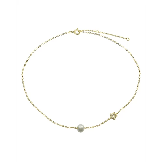 Cheapest ๐ฅ AQUA Pavรฉ Star & Cultured Freshwater Pearl Collar Necklace, 15.5"-17.5" - 100% Exclusive White/gold ๐คฉ