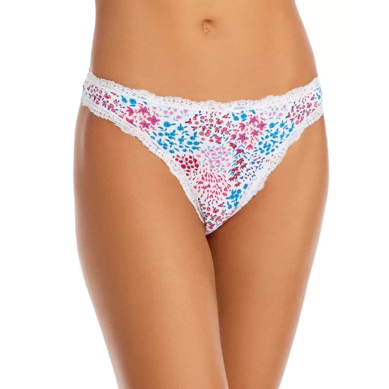 Best reviews of ๐ AQUA Lace Trim Printed Thong - 100% Exclusive White Ditsy Floral โ - Image 3