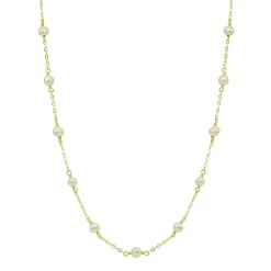 Promo 😉 AQUA Cultured Freshwater Pearl Station Necklace, 15.5"-17.5" - 100% Exclusive White/gold 🎁