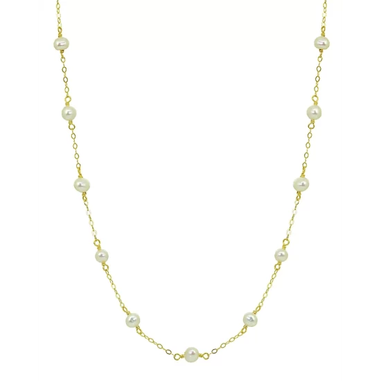 Promo ๐ AQUA Cultured Freshwater Pearl Station Necklace, 15.5"-17.5" - 100% Exclusive White/gold ๐