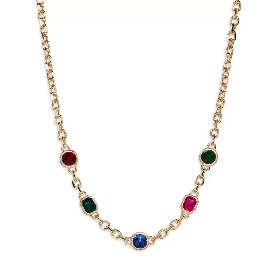 Best Sale ๐งจ AQUA Multicolor Mixed Crystal Collar Necklace In 18K Gold Plated, 15"-18" - 100% Exclusive Multi/gold ๐คฉ