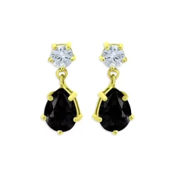 Wholesale ❤️ AQUA Two Tone Pear Drop Earrings In 18K Gold-Plated Sterling Silver - 100% Exclusive Black/silver 😉