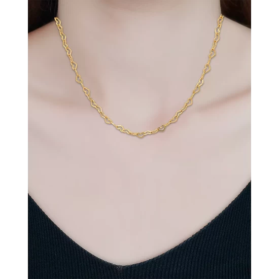 Budget 🥰 AQUA Heart Link Chain Necklace, 16" - 100% Exclusive Gold 🥰 - Image 3