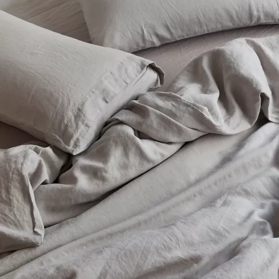 Best Sale 👍 AQUA Linen Duvet Cover, Full/Queen - 100% Exclusive Dove Gray 🛒 - Image 3