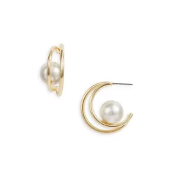 Best Pirce 😉 AQUA Crescent Acrylic Pearl Earrings White/gold 🔥