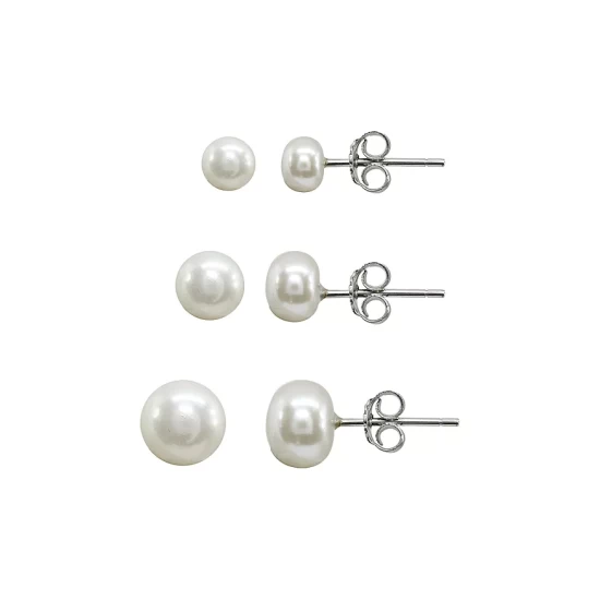 Top 10 ๐ AQUA Cultured Freshwater Pearl Stud Earrings Set, Set Of 3 - 100% Exclusive White/silver โ