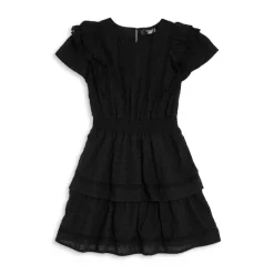 Budget ⌛ AQUA 👧 Girls' Tiered Swiss Dot Cotton 👗 Dress, Little Kid, Big Kid - 100% Exclusive Black ❤️