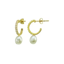 Cheap ๐ฅฐ AQUA Pavรฉ & Cultured Freshwater Pearl Hoop Earrings - 100% Exclusive White/gold โญ