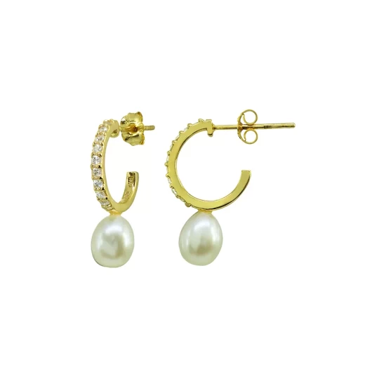 Cheap ๐ฅฐ AQUA Pavรฉ & Cultured Freshwater Pearl Hoop Earrings - 100% Exclusive White/gold โญ