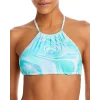Best deal 👍 AQUA Swirl Print High Neck Halter 👙 Bikini Top - 100% Exclusive Turq Multi ✨