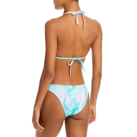 Best deal ๐ AQUA Swirl Print High Neck Halter ๐ Bikini Top - 100% Exclusive Turq Multi โจ - Image 3