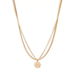 New 😉 AQUA X Scout The City Cherub Coin Double Chain Layered Pendant Necklace, 15.5"-18.5" - 100% Exclusive Gold ✨