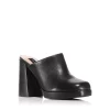 Cheap 😉 AQUA 👩 Women's Moda Square Toe High Heel Mules - 100% Exclusive Black Leather 🥰