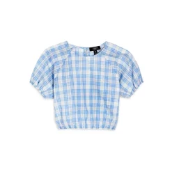 Brand new ๐ฏ AQUA ๐ง Girls' Plaid Puff Sleeve Top, Big Kid - 100% Exclusive Blue/white/pink ๐