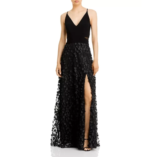 Deals ๐ AQUA Floral Applique Gown - 100% Exclusive Black ๐คฉ