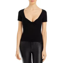 Cheapest ๐ AQUA Twist Neck Short Sleeve Top - 100% Exclusive Light Camel ๐คฉ