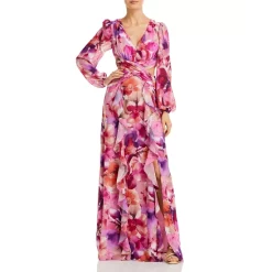 Hot Sale 🛒 AQUA Printed Long Sleeve Gown - 100% Exclusive Multi 😉